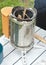 Camp Stove with wood strips