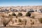 Camp of tents in a beautiful landscape of sand dunes