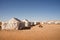 Camp of tents in the desert of Sahara