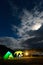 Camp tents under the moonrise