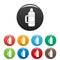 Camp thermos icons set color