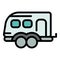 Camp trailer icon, outline style
