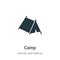 Camp vector icon on white background. Flat vector camp icon symbol sign from modern outdoor activities collection for mobile