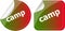 Camp word stickers set, web icon button. camp