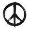 The Campaign for Nuclear Disarmament  CND  Symbol . Realistic ink painting design . Black color grunge style . Peace and hippie