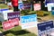 Campaign signs at early voting location in Houston