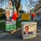 Campaigning on street of Milan, Italy for Giulio Gallera of Berlusconi`s Forza Italia Party ahead of 2018 Italian general electio