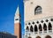 Campanile bell tower and architecture detail of Doges Palace