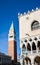 Campanile bell tower and architecture detail of Doges Palace