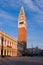 Campanile bell tower at dawn in Venice