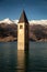 Campanile di Curon Venosta, or the bell tower of Alt-Graun, Italy.