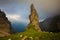 The Campanile di Val Montanaia is a rock tower surrounded by the mountains in Friuli, Italy