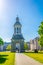 Campanile inside of the trinity college campus in Dublin, ireland