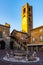 Campanone Civic Tower at main square Piazza Vecchia in Upper Medieval Town in Bergamo