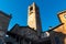 Campanone Civic Tower at main square Piazza Vecchia in Upper Medieval Town in Bergamo