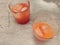 Campari Orange served in two crystal glass with ice cubes