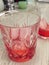 Campari served in two crystal glass with ice cubes