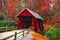 Campbells Covered Bridge with Autumn Fall Colors Landrum Greenville South Carolina