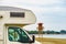 Camper car on beach, Andalucia Spain