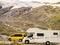 Camper car in norwegian mountains