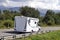 Camper driving on a french national road