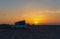 Camper life on the beach. Van\\\'s camp out on the vast sandy beach