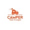 Camper logo. A car with small house. House on the wheels.