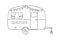 Camper outline drawing isolated on white background