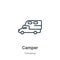 Camper outline vector icon. Thin line black camper icon, flat vector simple element illustration from editable camping concept