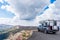 Camper overlooking the Rocky Mountains from Trail Ridge Road