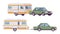Camper pick up sedan car with wagon for family camping trip