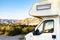 Camper rv in Tabernas desert nature, Spain