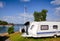 Camper trailer at norwegian seaside caravan park