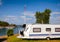 Camper trailer at norwegian seaside caravan park