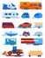 Camper trailer transport vector illustration set, cartoon flat car bus caravan truck campervan collection for