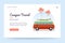 Camper travel website template. Surfing retro van illustration. Home page concept. UI design mockup.