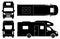 Camper van black icons vector illustration