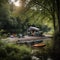Camper Van on the Edge of a Tranquil River