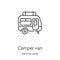 camper van icon vector from summer camp collection. Thin line camper van outline icon vector illustration. Linear symbol for use