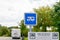 Camper van parking sign area for motorhome signage with blue roadsign panel means aire de service in french