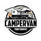 Camper van RV caravan motor home ready made emblem logo vector isolated