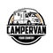 Camper van RV motor home classic circle emblem logo vector isolated