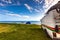 Camper van and tent on beach, Lofoten Norway