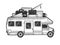 Camper van vehicle sketch engraving vector