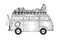 Camper van vehicle sketch engraving vector