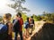 Campers on an adventure hiking