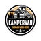 Campervan Car Circle Emblem Logo Design Vector