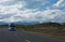 A campervan driving on the road in New Zealand