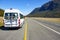 Campervan parked in a laybay on a remote road