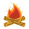 Campfire, bonfire icon. Tourism equipment. River boat trip web e